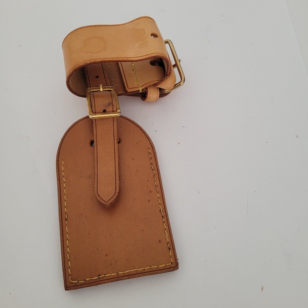 Louis Vuitton Vachetta Leather Luggage Tag and Handle Binder Set Tan Made France - Picture 5 of 6